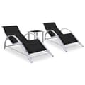 Miniatyrbillede 2 af 11: The Living Store liggestole 2 stk. med bord aluminium sort -  Solsenge & liggestole