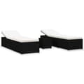 Miniatyrbillede 3 af 11: The Living Store liggestole 3 dele med tebord polyrattan sort -  Solsenge & liggestole