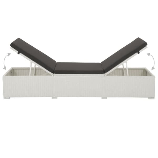 The Living Store liggestol med sort hynde polyrattan hvid -  Solsenge & liggestole