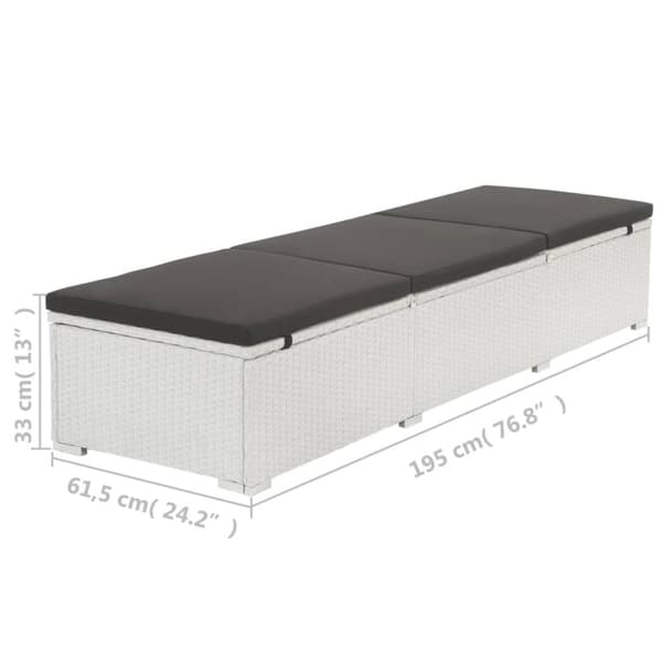 The Living Store liggestol med sort hynde polyrattan hvid -  Solsenge & liggestole