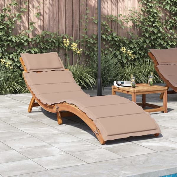The Living Store Solsäng med kudde taupe massiv akacia -  Solsängar