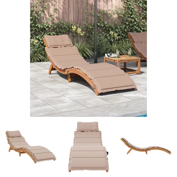 The Living Store Solsäng med kudde taupe massiv akacia -  Solsängar