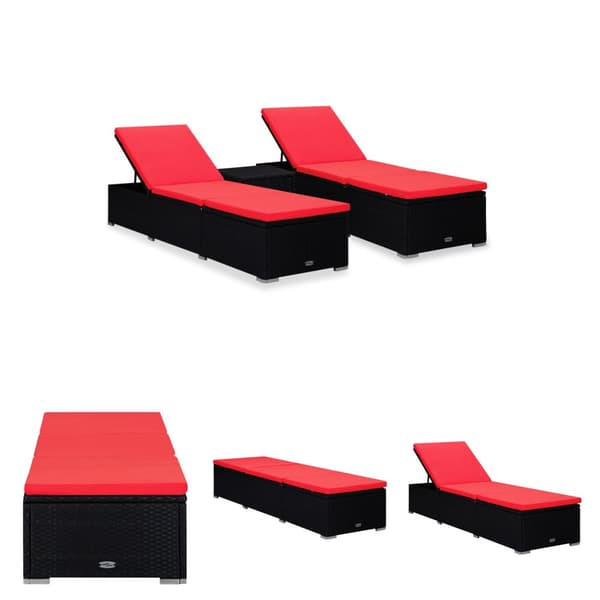 The Living Store Solsängar och sidobord 3 delar konstrotting svart -  Solsängar