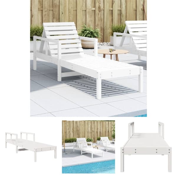 The Living Store Solsäng vit 199,5x62x55 cm massiv furu -  Solsängar