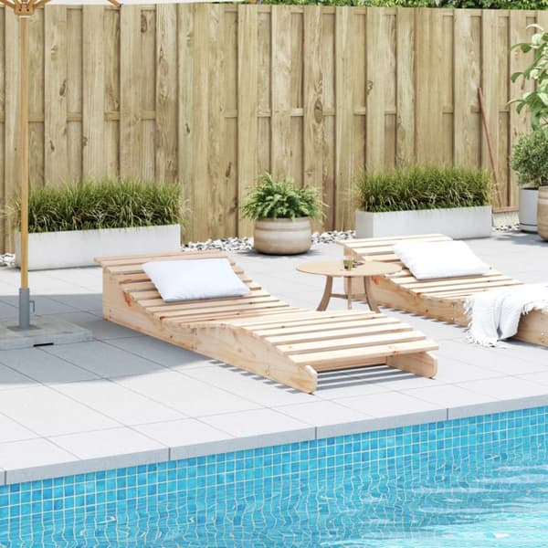 The Living Store liggestol 205x70x31,5 cm massivt fyrretræ -  Solsenge & liggestole