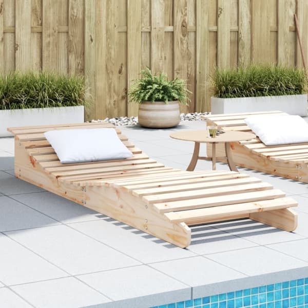 The Living Store liggestol 205x70x31,5 cm massivt fyrretræ -  Solsenge & liggestole