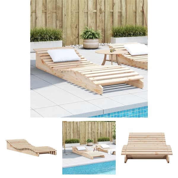 The Living Store liggestol 205x70x31,5 cm massivt fyrretræ -  Solsenge & liggestole