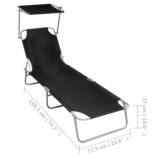 Solsenge & liggestole - Living foldbar liggestol med baldakin aluminium sort