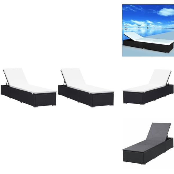 Solsenge & liggestole - Living liggestole med hynder 2 stk. polyrattan sort