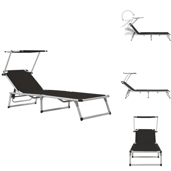 Solsenge & liggestole - Living foldbar liggestol med tag aluminium og textilene sort