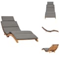Miniatyrbillede 1 af 8: Solsenge & liggestole - Living foldbar liggestol med mørkegrå hynde massivt teaktræ