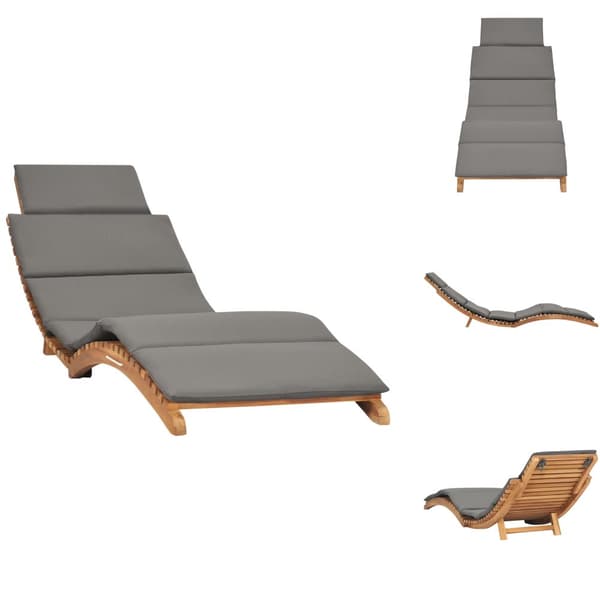 Solsängar - Living Hopfällbar solsäng med mörkgrå dyna massiv teak