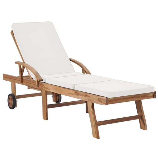 Solsängar - Living Solsängar med dynor 2 st massiv teak gräddvit