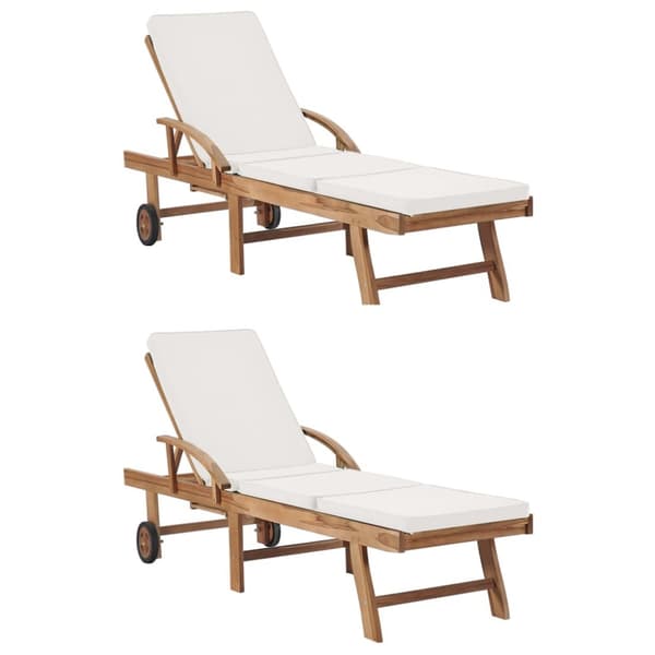 Solsängar - Living Solsängar med dynor 2 st massiv teak gräddvit