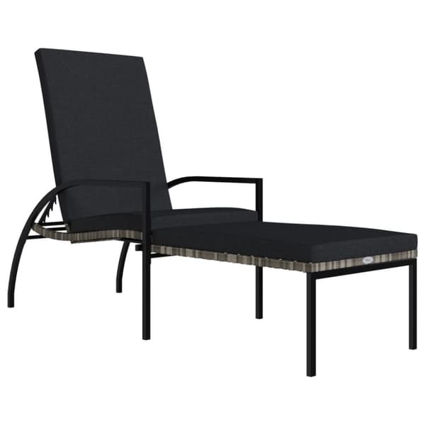 Solsenge & liggestole - Living liggestol med fodskammel polyrattan grå