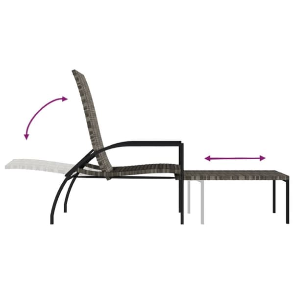 Solsenge & liggestole - Living liggestol med fodskammel polyrattan grå