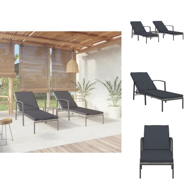 Solsängar - Living Solsängar 2 st med bord konstrotting grå