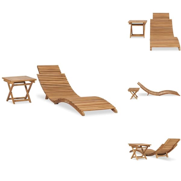 Solsängar - Living Hopfällbar solsäng med bord massiv teak