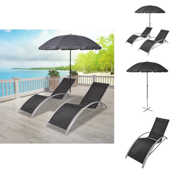 Solsängar - Living Solsängar med parasoll aluminium svart