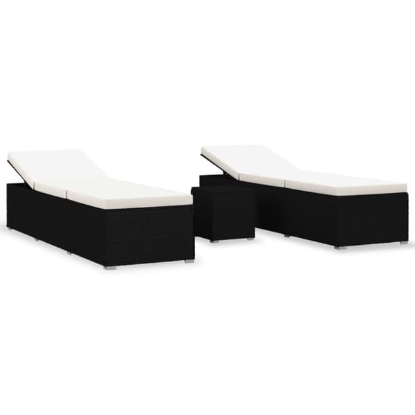 Solsängar - Living Solsängar och sidobord 3 delar konstrotting svart