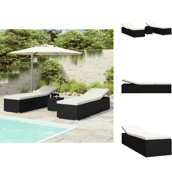 Solsängar - Living Solsängar och sidobord 3 delar konstrotting svart
