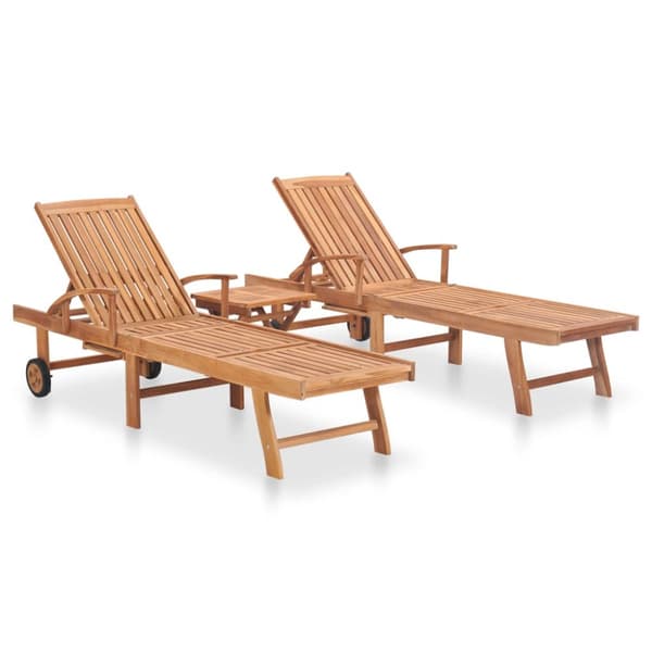 Solsenge & liggestole - Living liggestole 2 stk. med bord massivt teaktræ