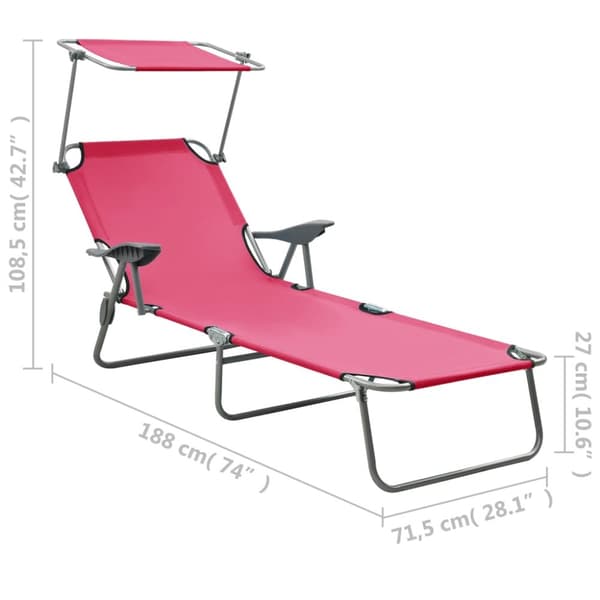 Solsängar - Living Solsäng med tak stål rosa