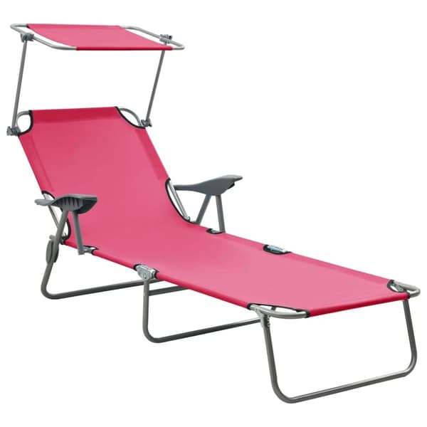 Solsängar - Living Solsäng med tak stål rosa