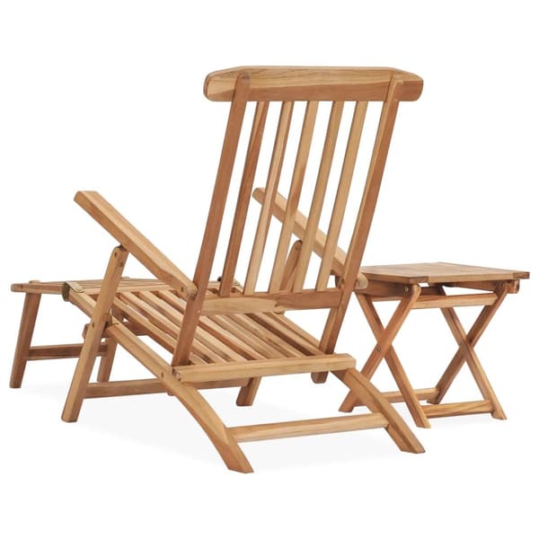 Solsängar - Living Däckstol med fotstöd och bord massiv teak