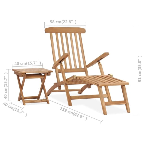 Solsängar - Living Däckstol med fotstöd och bord massiv teak