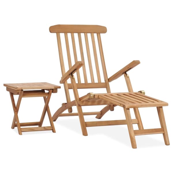 Solsängar - Living Däckstol med fotstöd och bord massiv teak