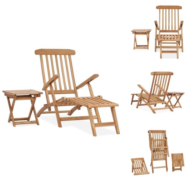 Solsängar - Living Däckstol med fotstöd och bord massiv teak