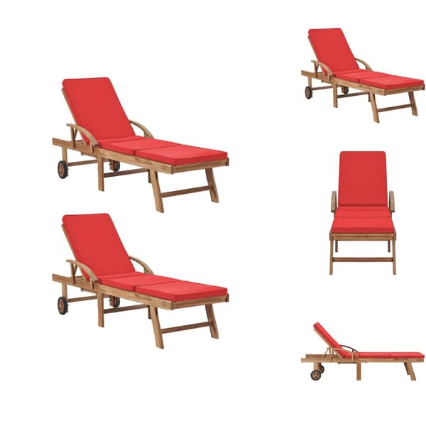 Solsängar - Living Solsängar med dynor 2 st massiv teak röd