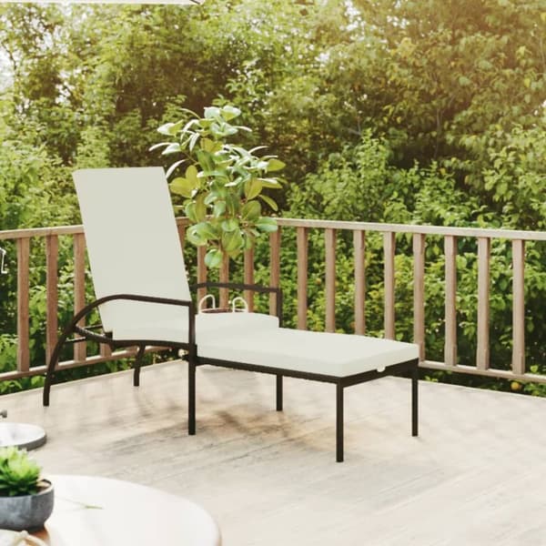 Solsenge & liggestole - Living liggestol med fodskammel polyrattan sort
