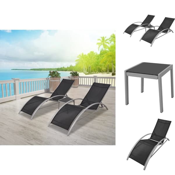 Solsängar - Living Solsängar med bord aluminium svart