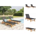 Miniatyrbillede 1 af 11: Solsenge & liggestole - Living liggestole 2 stk. polyrattan og massivt akacietræ sort og brun