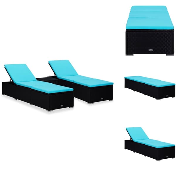 Solsängar - Living Solsängar och sidobord 3 delar konstrotting svart