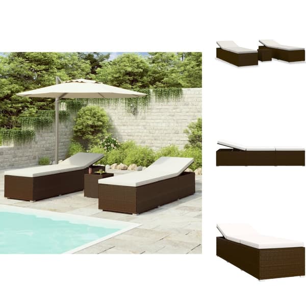Solsängar - Living Solsängar och sidobord 3 delar konstrotting brun