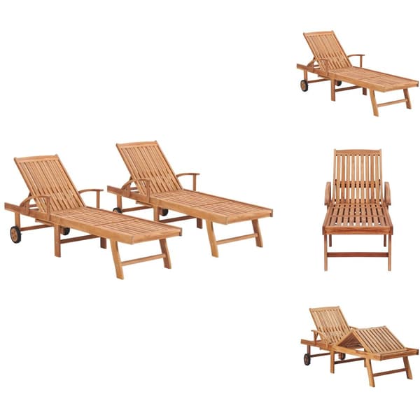 Solsängar - Living Solsäng 2 st med dyna massiv teak