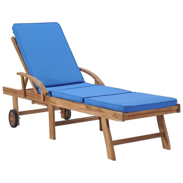 Solsängar - Living Solsängar med dynor 2 st massiv teak blå