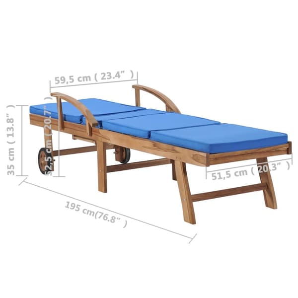 Solsängar - Living Solsängar med dynor 2 st massiv teak blå