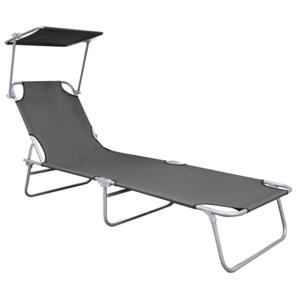 Foldbar liggestol med baldakin aluminium grå - Liggestol - Liggestole - Home & Living