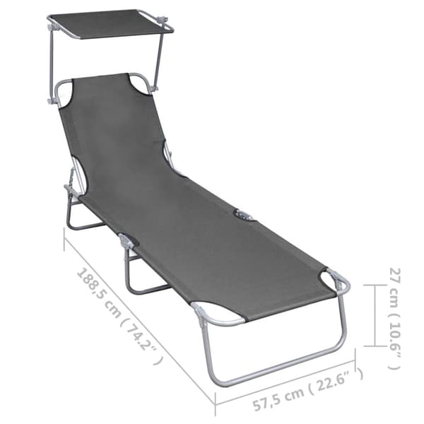 Foldbar liggestol med baldakin aluminium grå - Liggestol - Liggestole - Home & Living