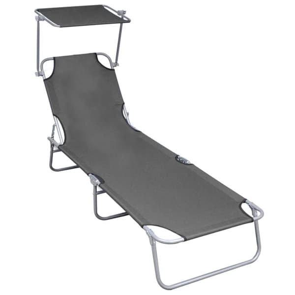 Foldbar liggestol med baldakin aluminium grå - Liggestol - Liggestole - Home & Living
