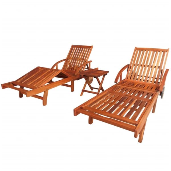 Liggestole 2 stk. Med bord massivt akacietræ - Liggestol - Liggestole - Home & Living