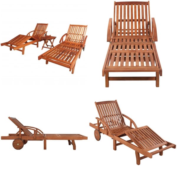 Liggestole 2 stk. Med bord massivt akacietræ - Liggestol - Liggestole - Home & Living