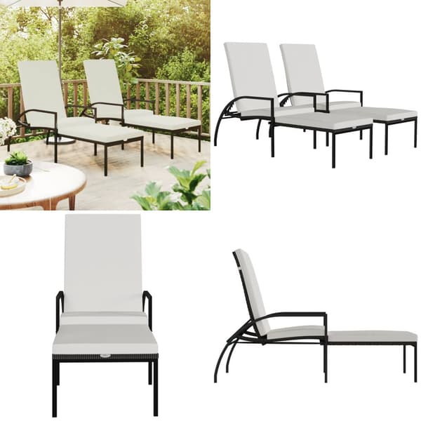 Solsäng med fotstöd 2 st PE konstrotting brun - Solsäng - Solstolar - Home & Living