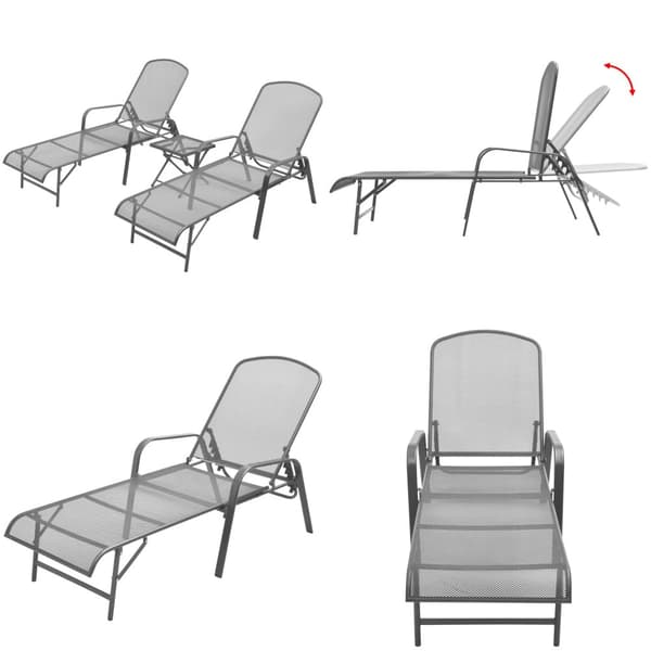 Solsängar 2 st med bord stål antracit - Solstolar - Solstolar - Home & Living