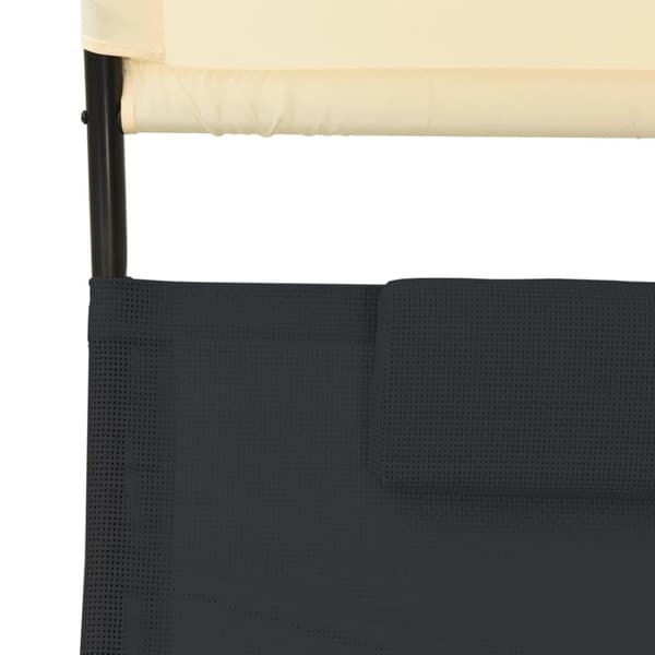 Dobbelt solseng med baldakin textilene sort og cremefarvet - Liggestol - Liggestole - Home & Living