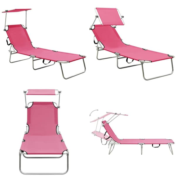 Hopfällbar solsäng med tak stål magenta - Solsäng - Solsängar - Home & Living